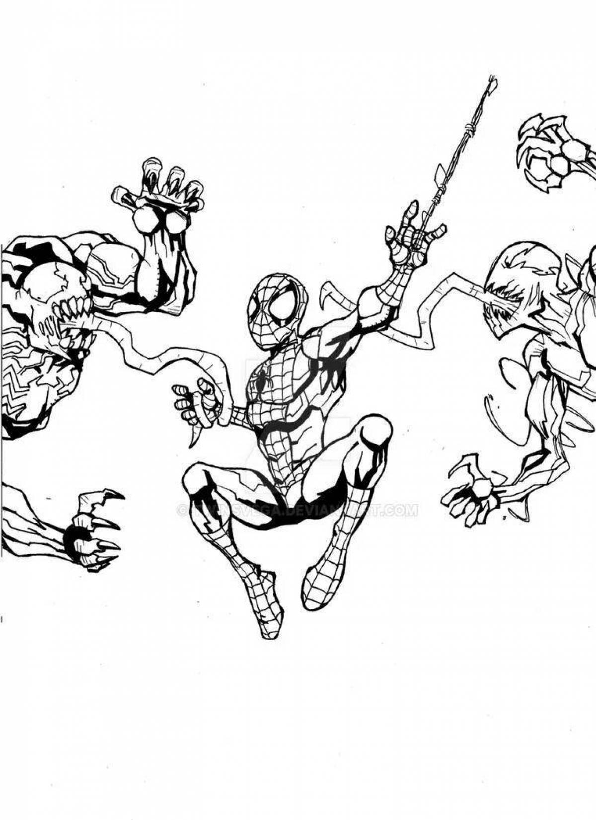 Richly colored spider-man symbiote coloring page