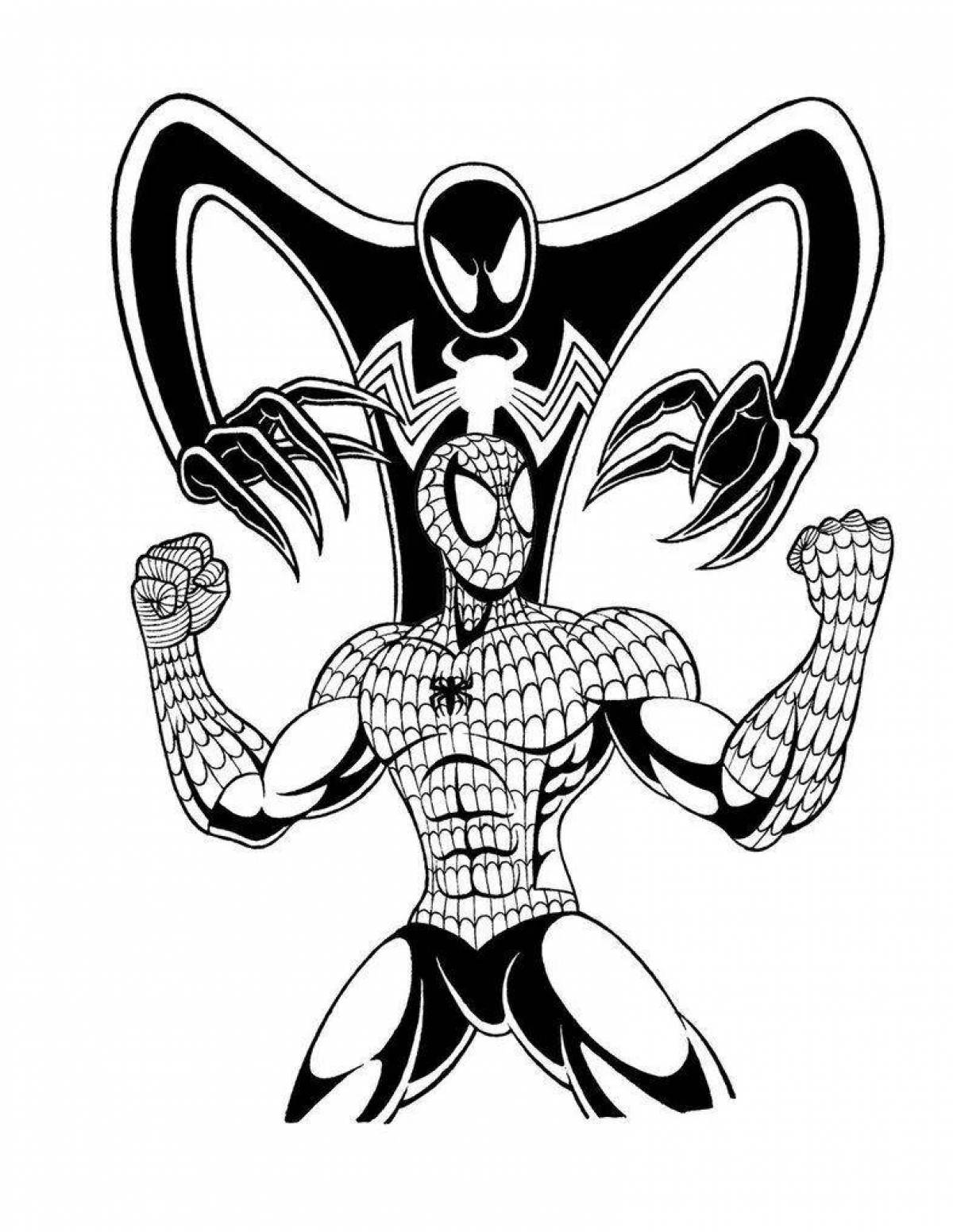 Richly shaded spider-man symbiote coloring book