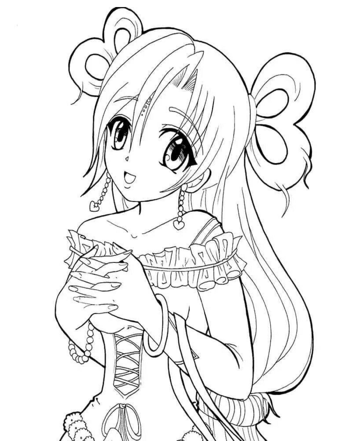 Adorable anime coloring book for girls