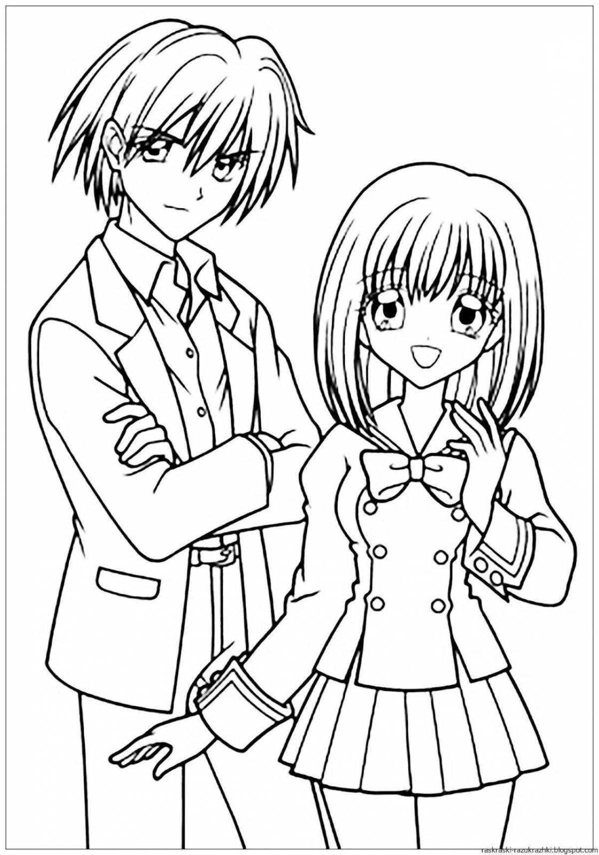 Sweet anime coloring pages for girls