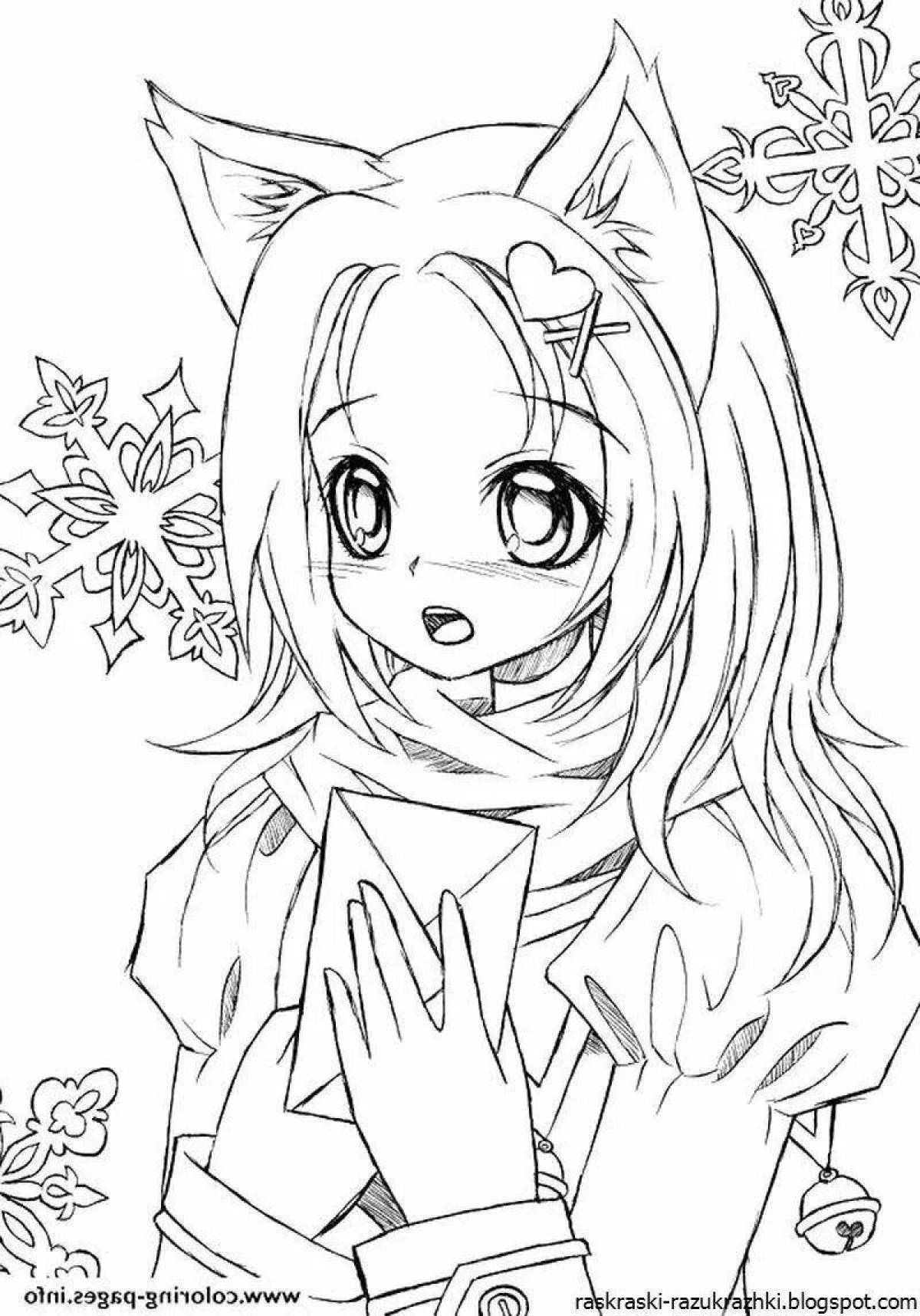 Delicate anime coloring book for girls