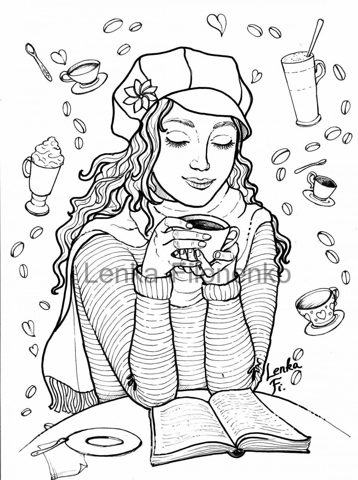 Sparkling drink coloring book for girls
