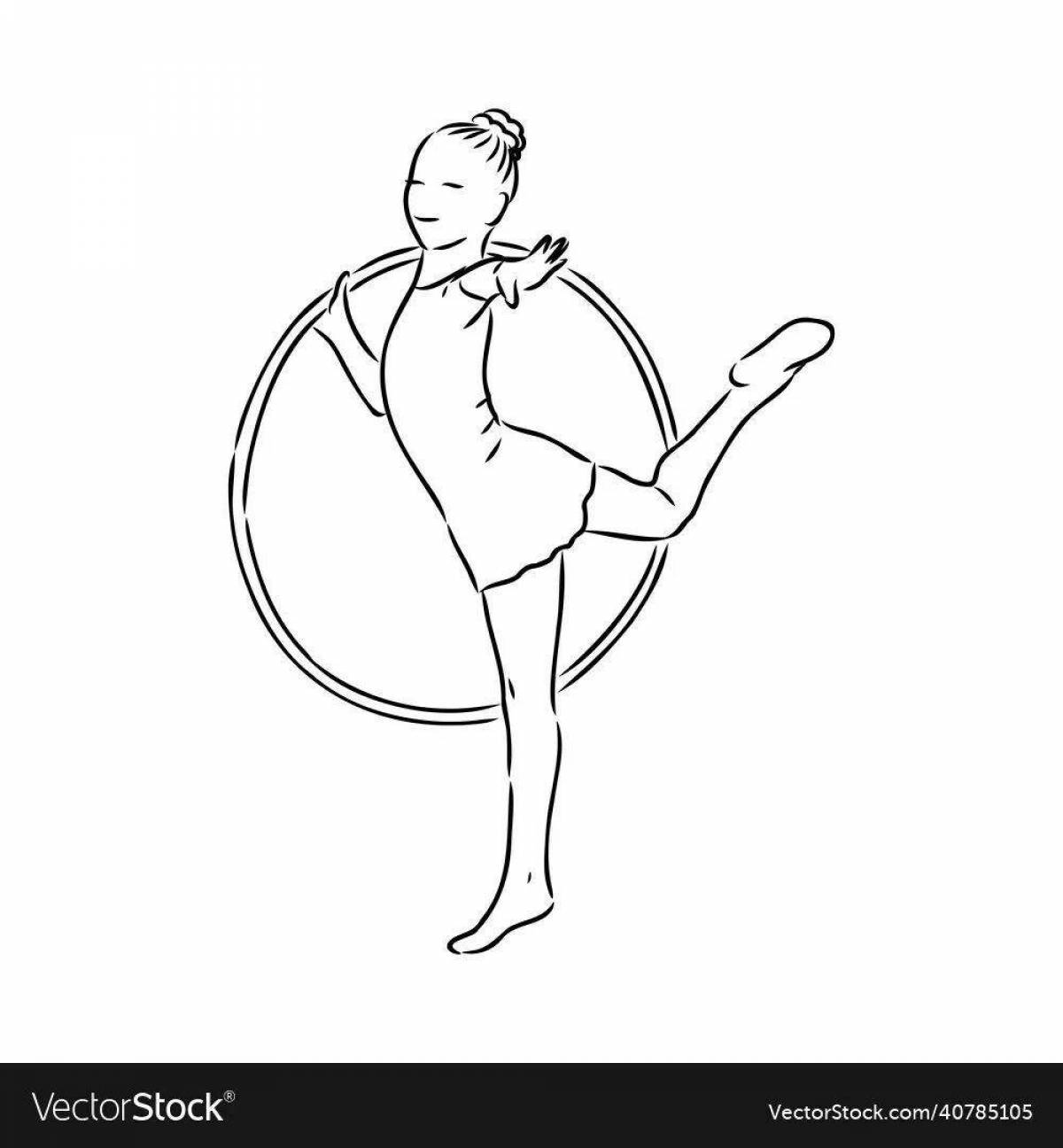 Agile gymnast with a hoop