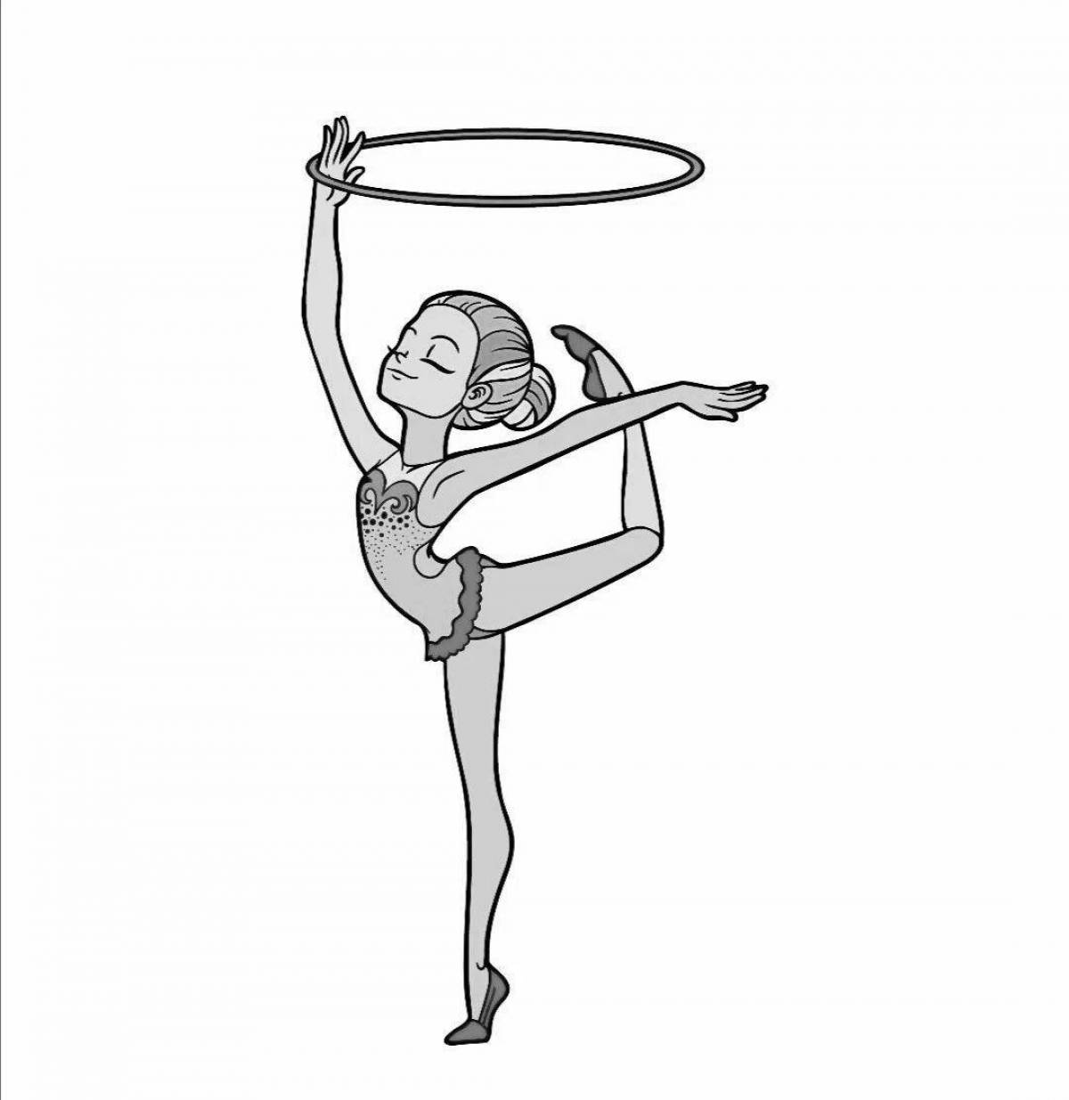 Nimble gymnast with a hoop