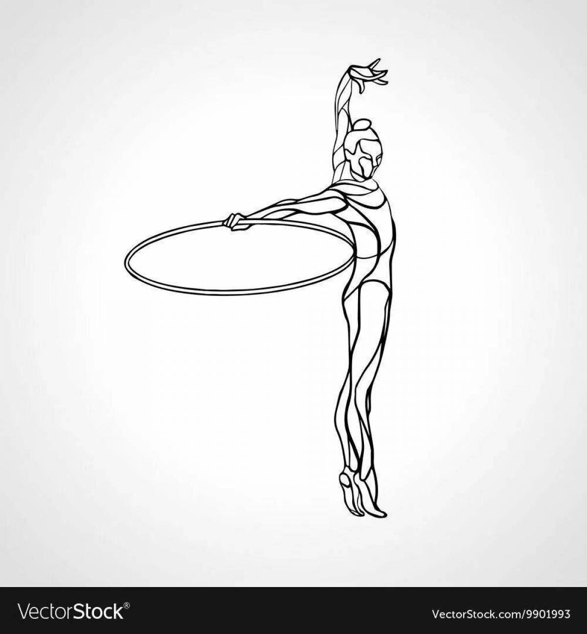 Artistic gymnast with hoop