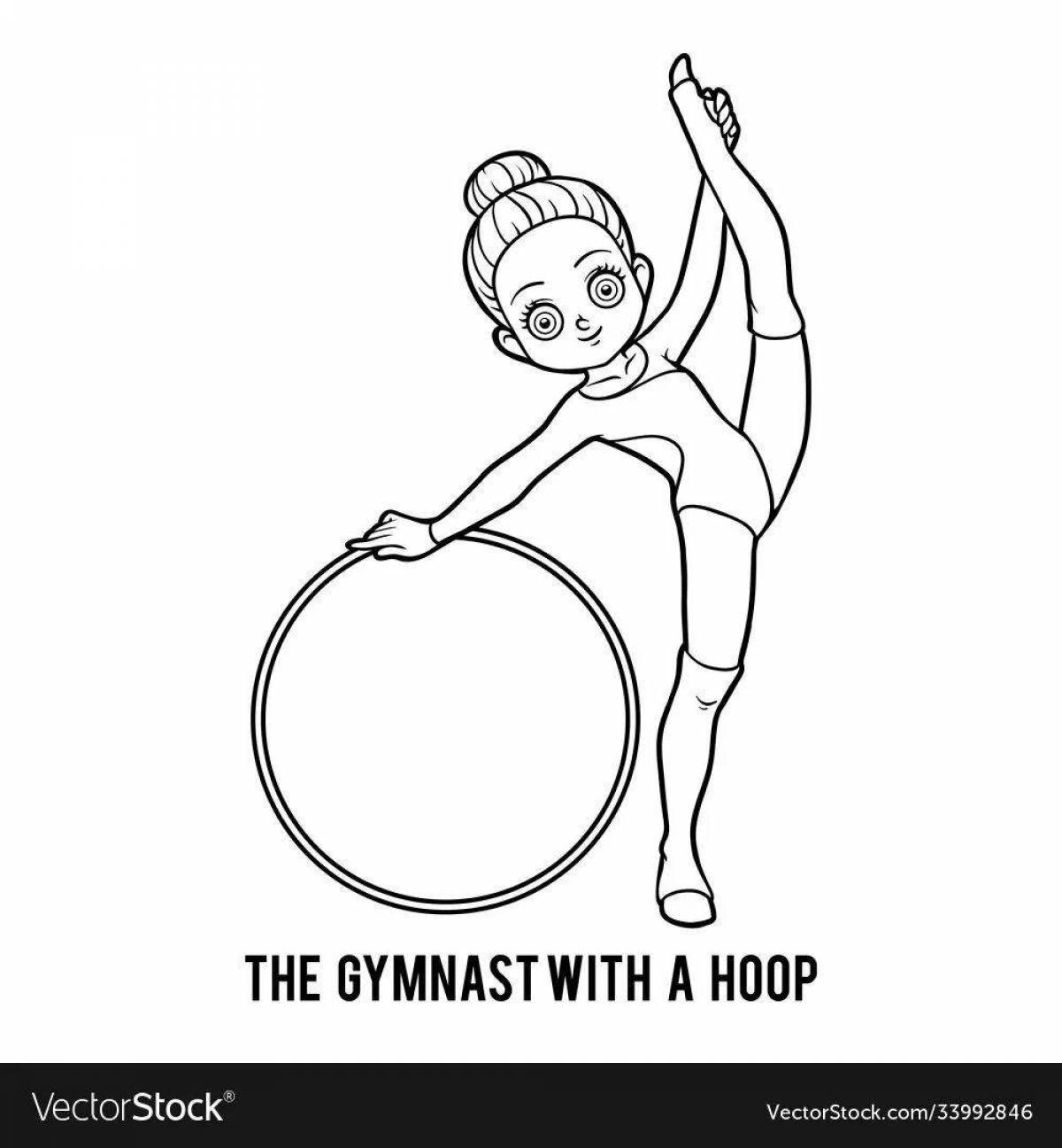 A fascinating gymnast with a hoop