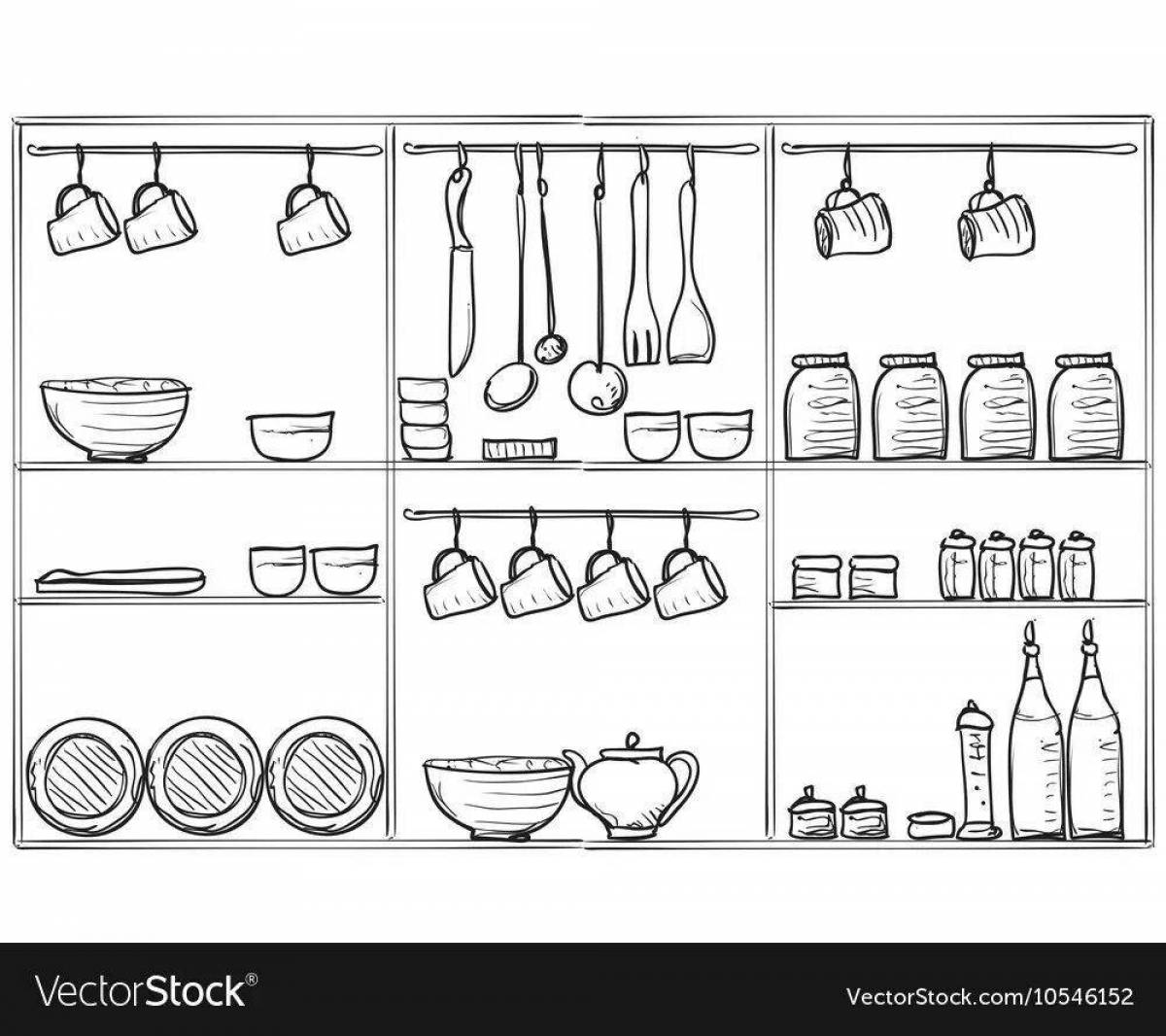 Полка для посуды нарисованная