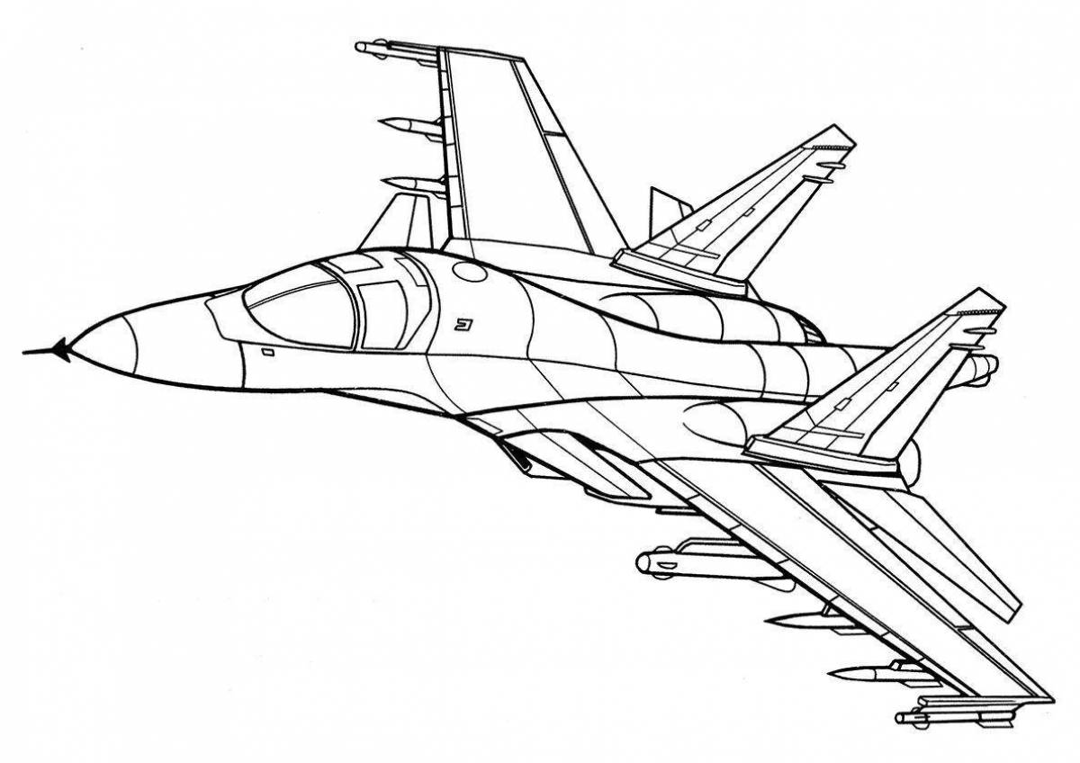 Картинка раскраска самолет военный для детей