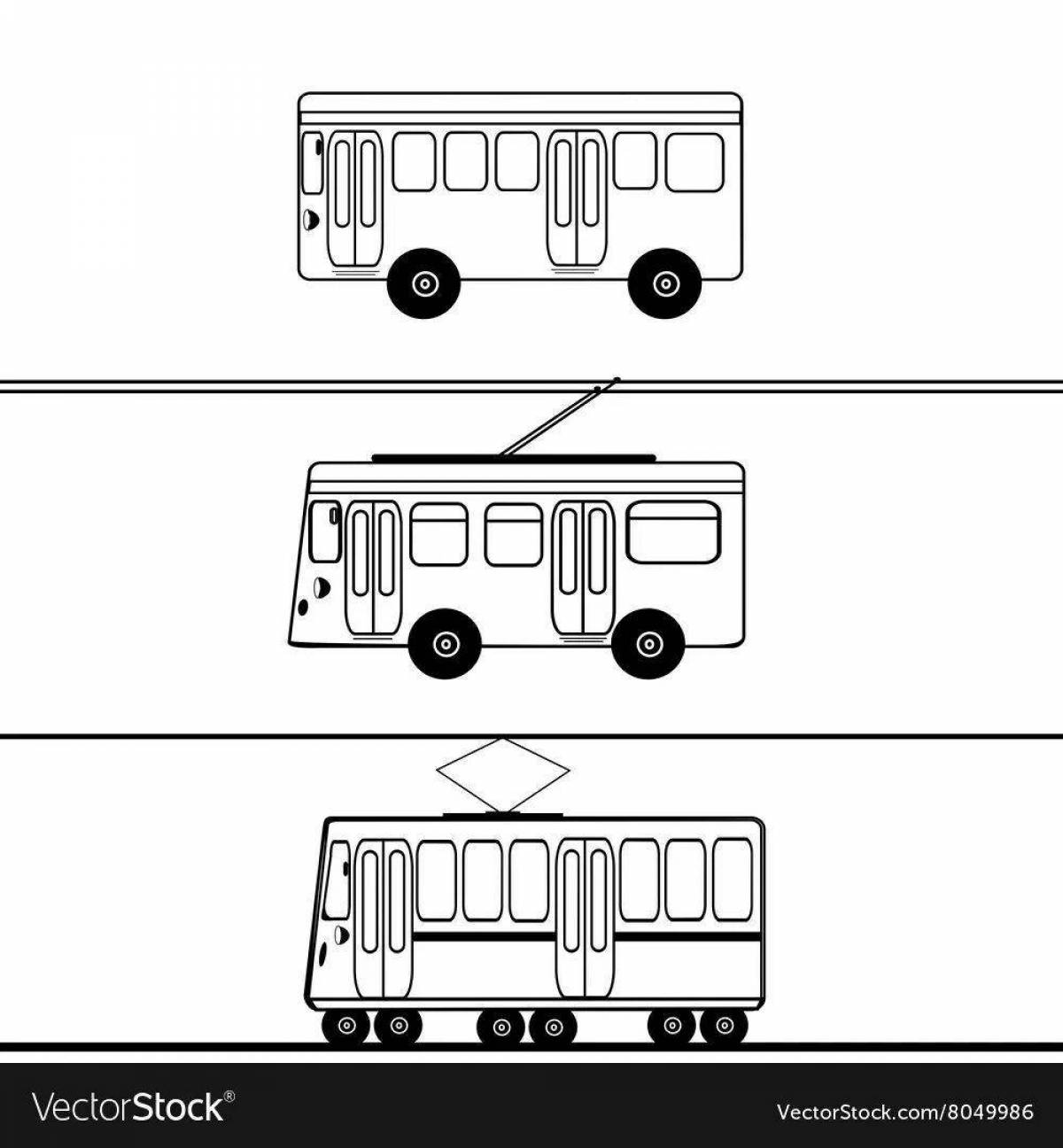 Раскраска автобус и трамвай