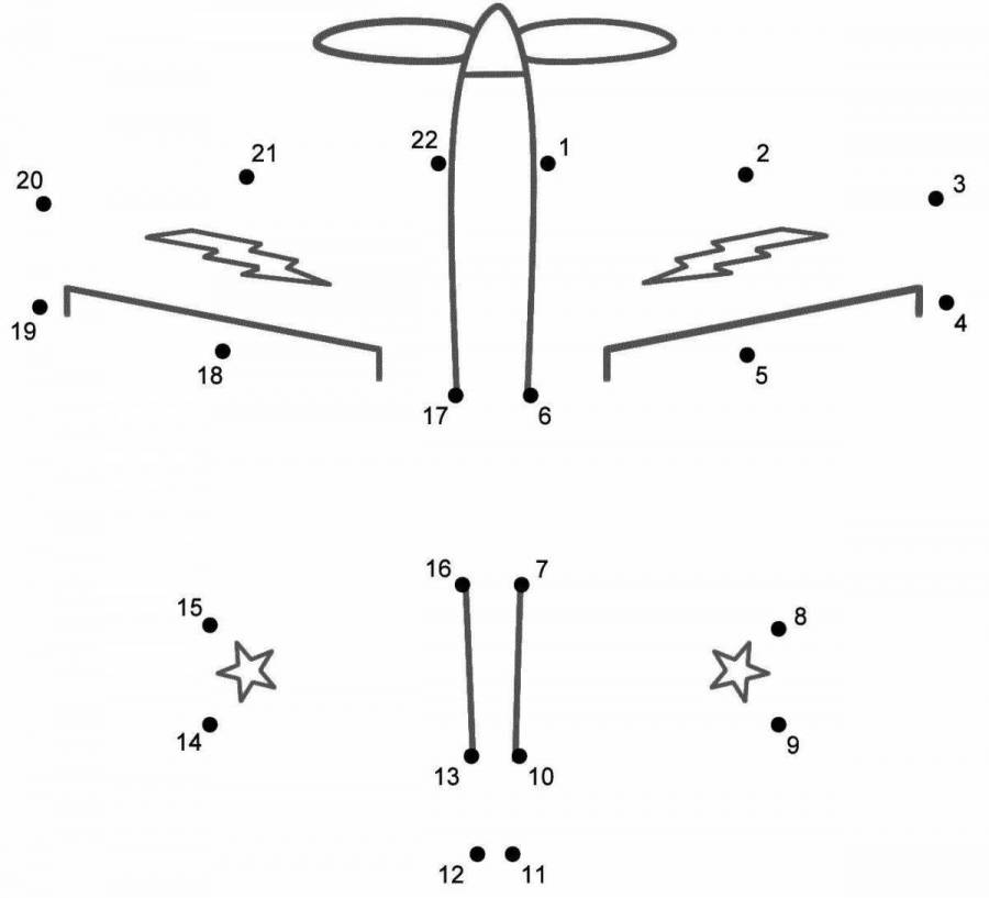 Нарисуй самолет по точкам