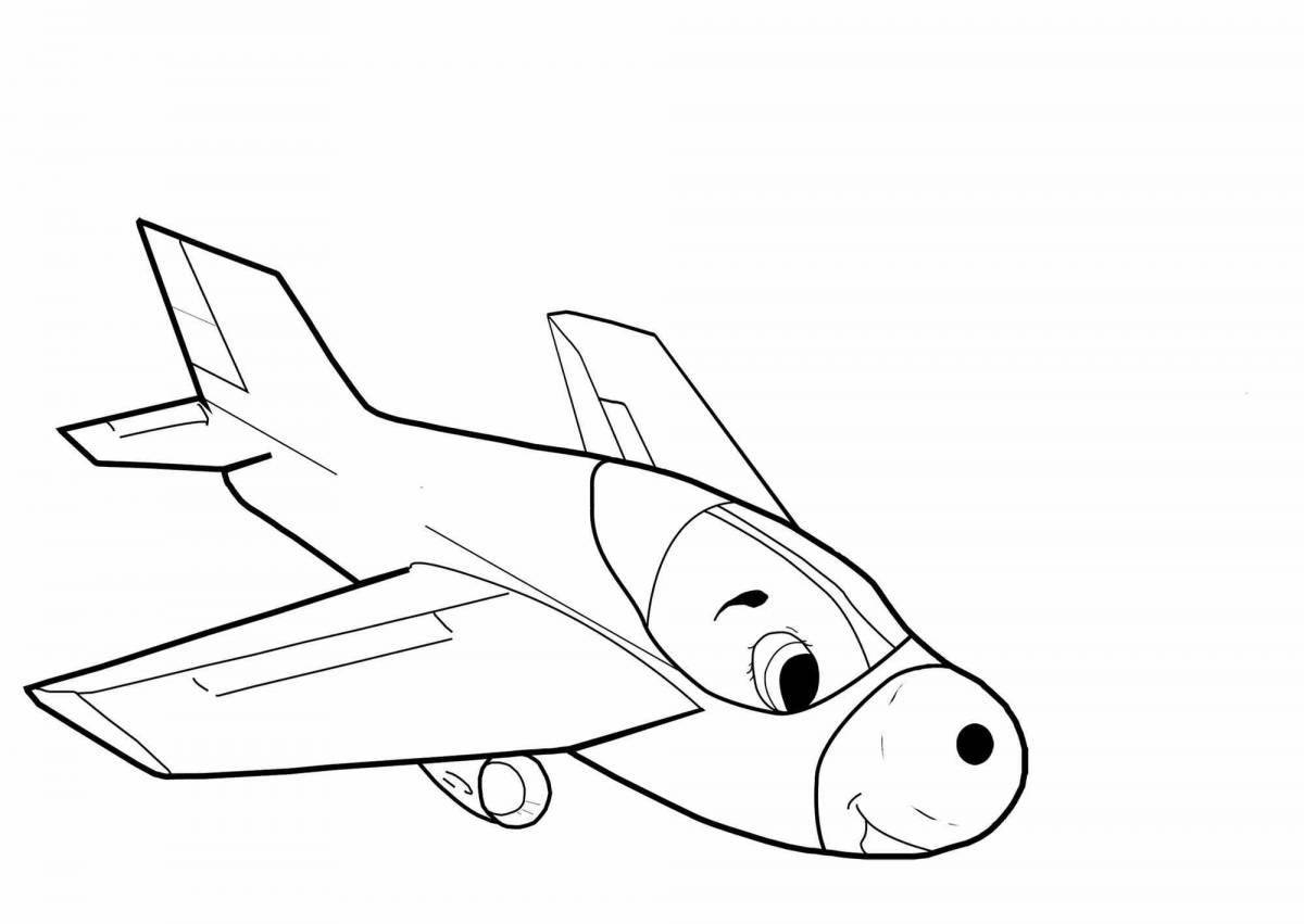 Игривая страница раскраски самолета для детей