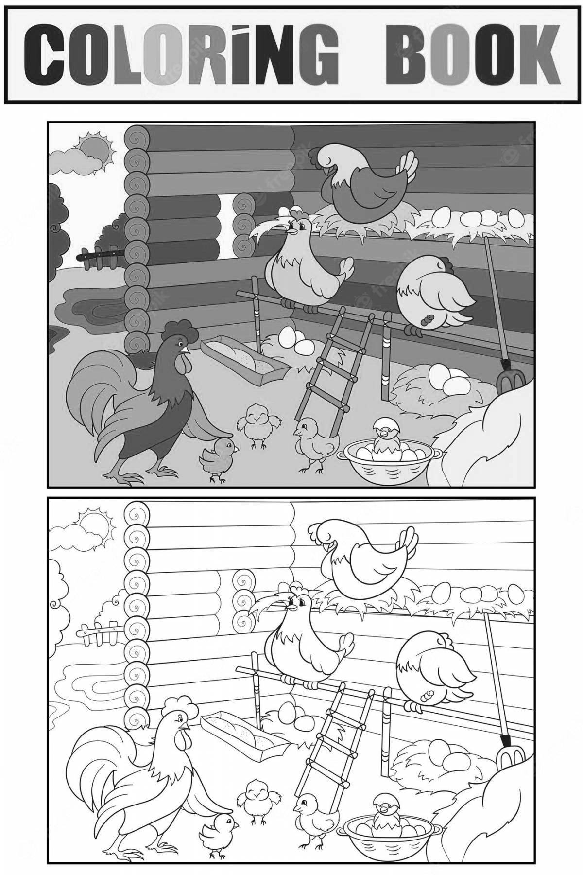 Amazing chicken coop coloring page for kids