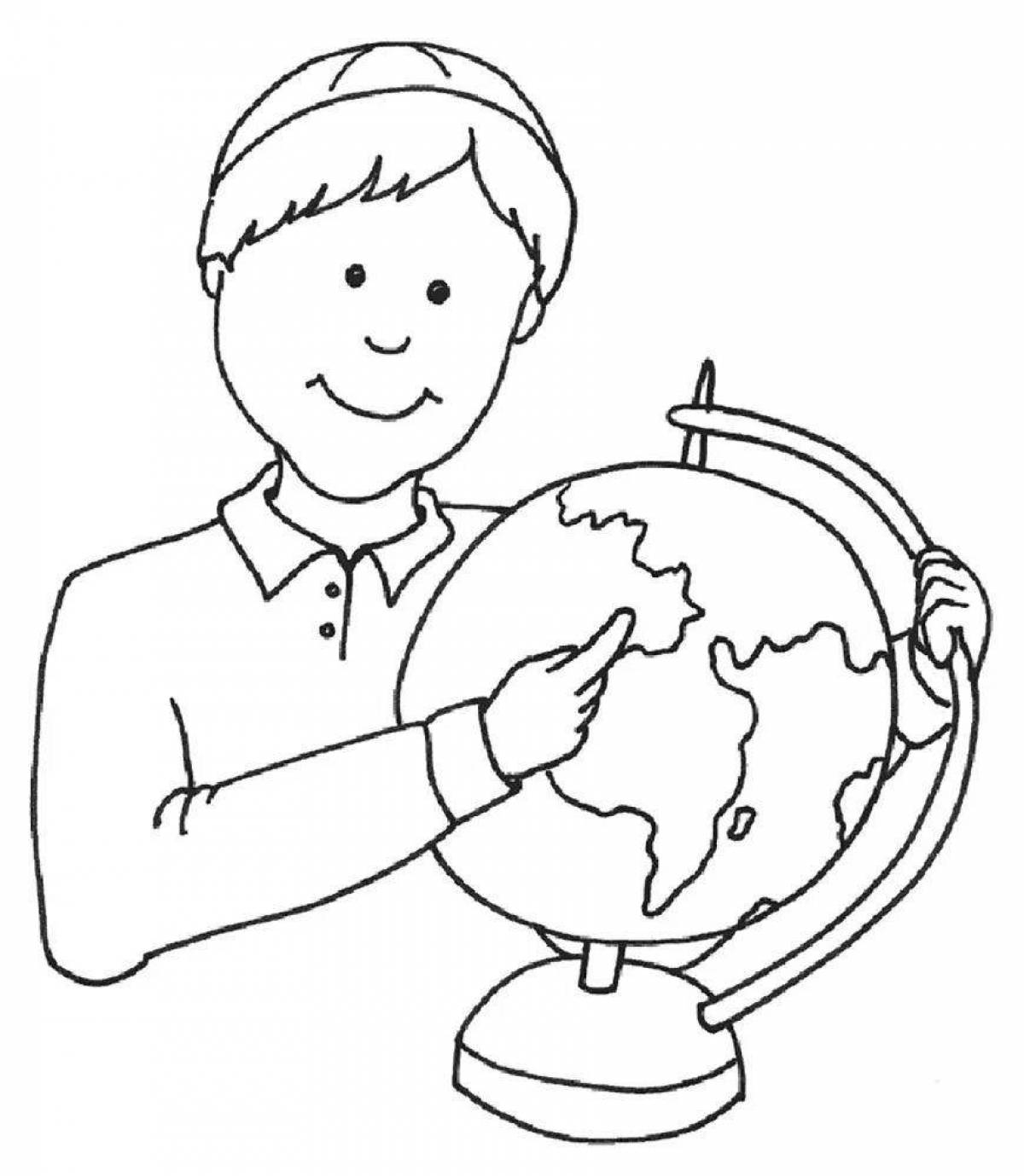 Coloring book joyful globe