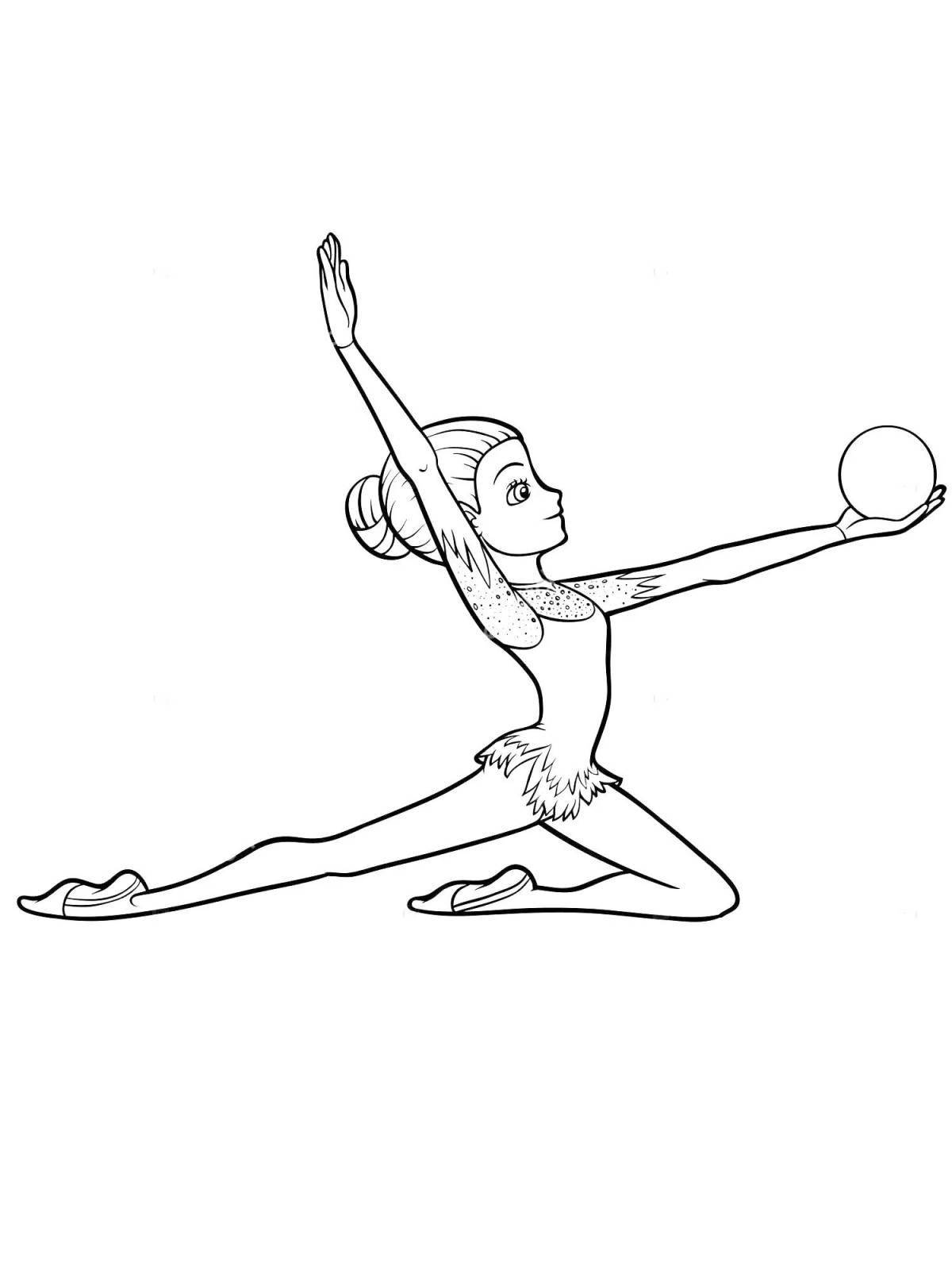 Опытная гимнастка с мячом