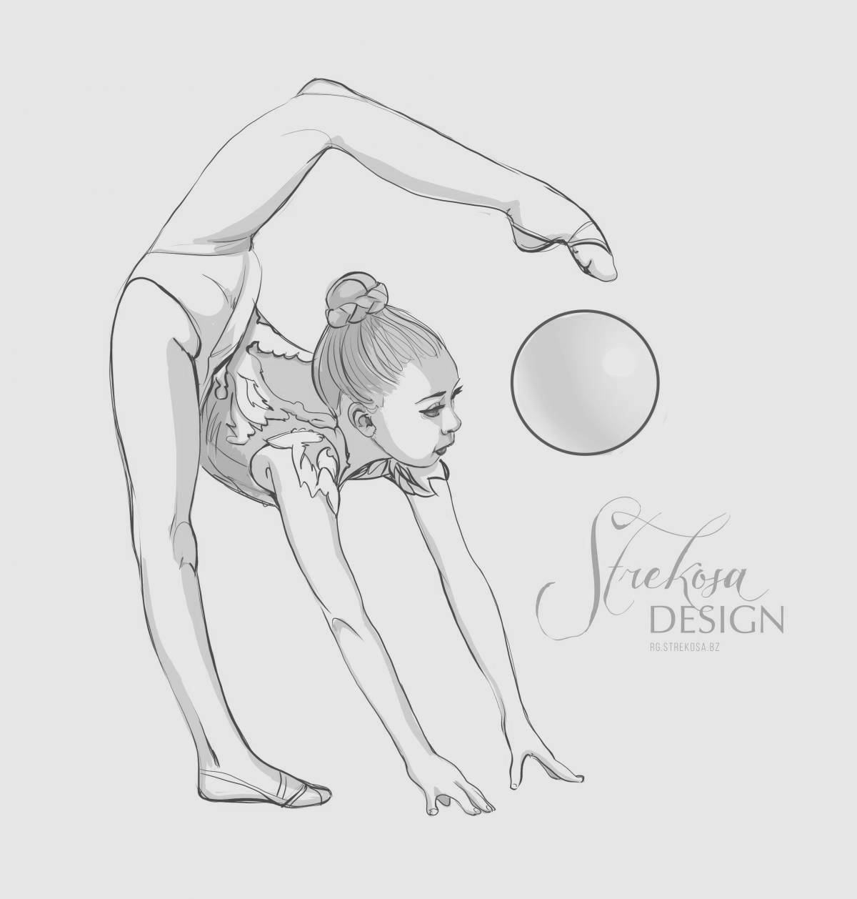 Resolute gymnast with ball