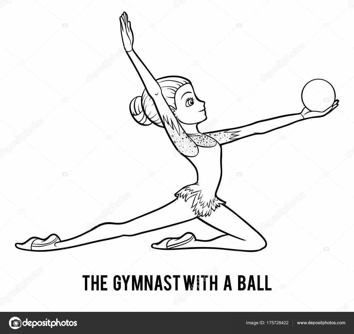 Выносливая гимнастка с мячом