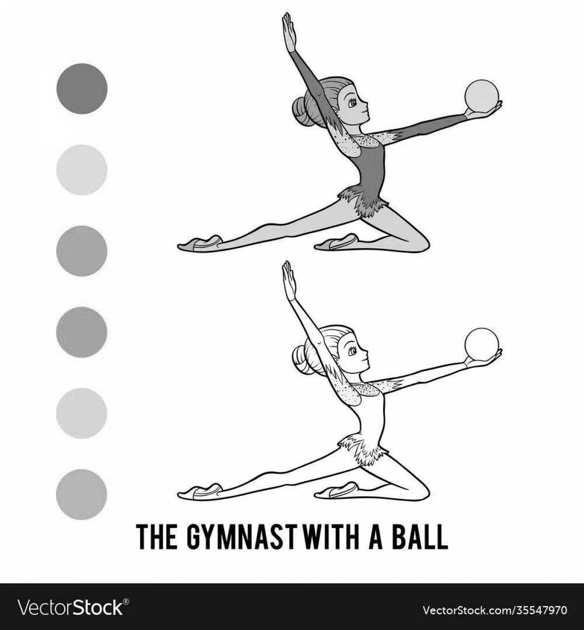 Tenacious gymnast with ball