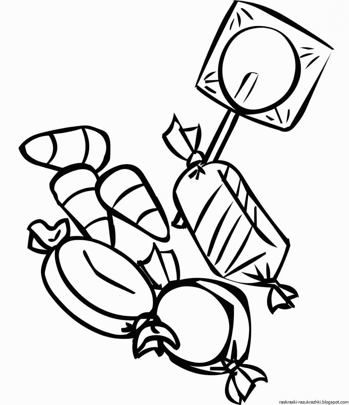 Joyful candy coloring book for kids