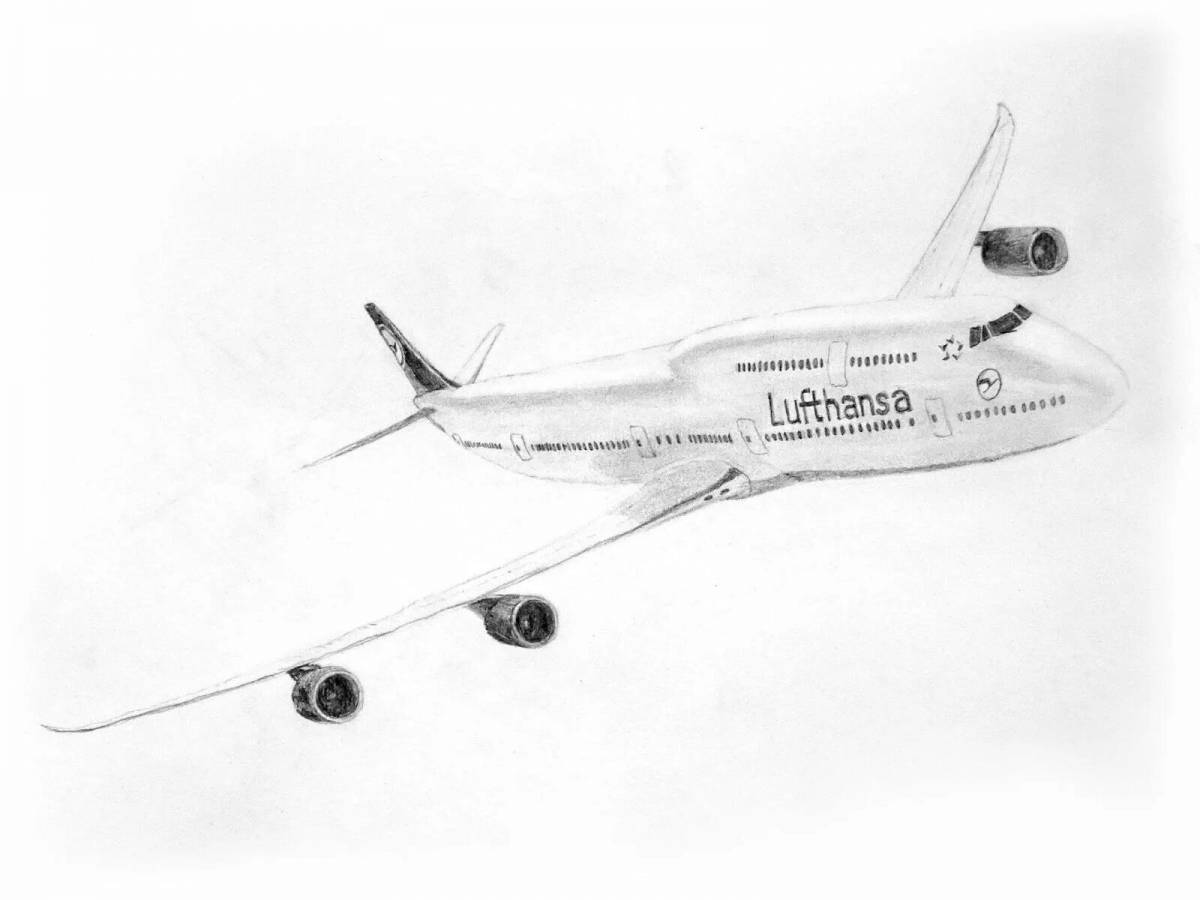 Раскраска сияющий боинг 747