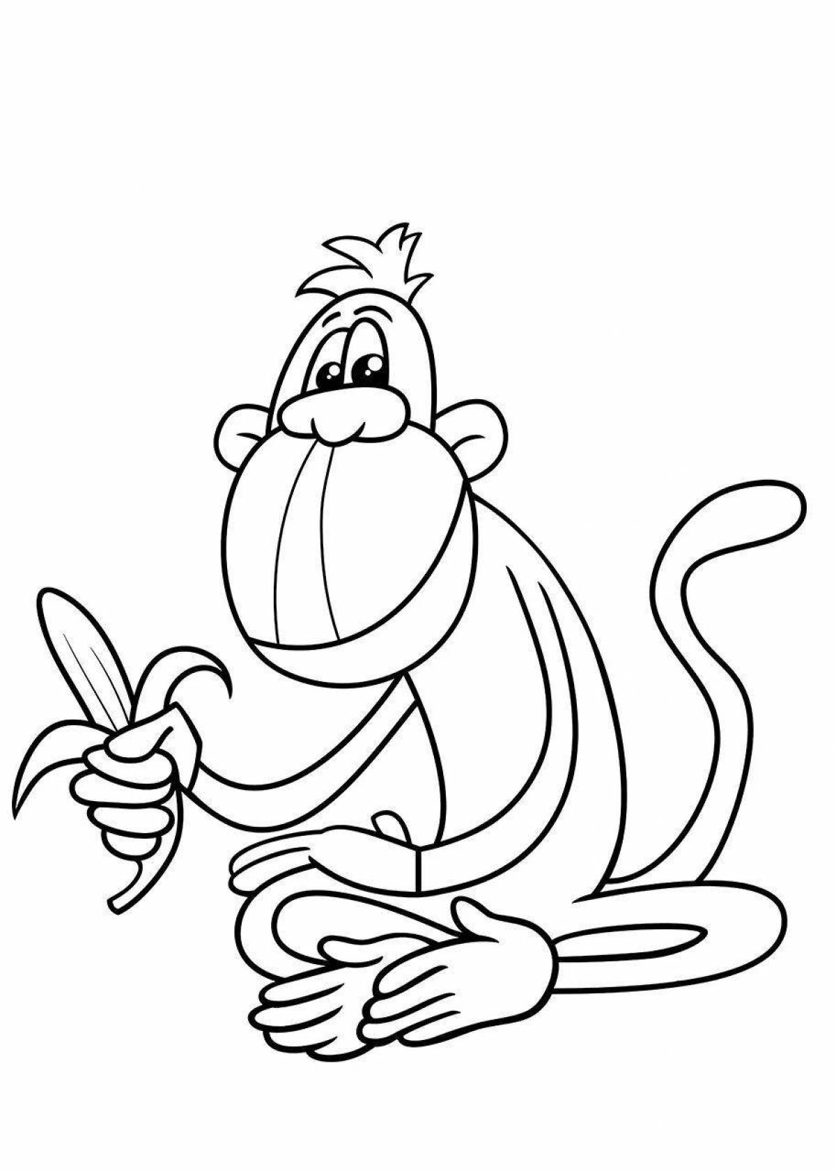 Раскраска Обезьянка с бананами | Раскраски обезьянки. Раскраска обезьяна для детей
