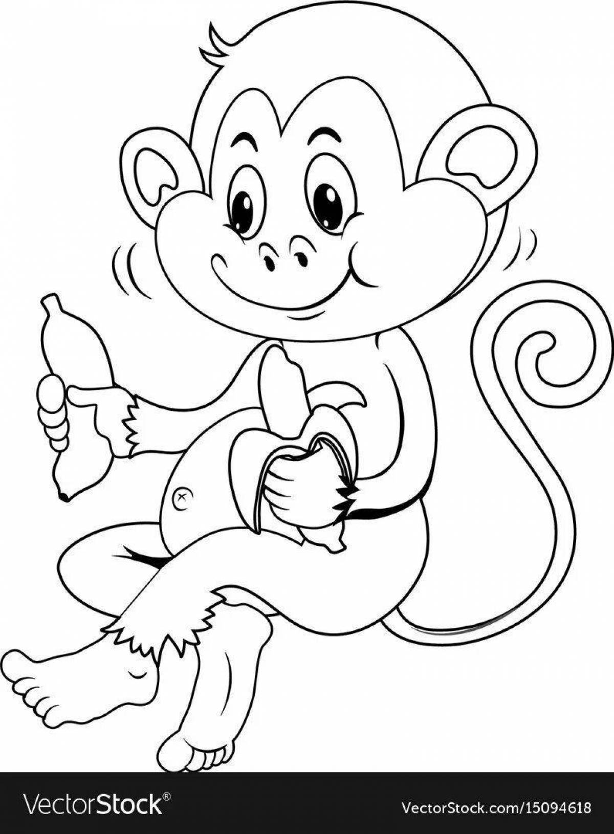 Sun coloring monkey with banana