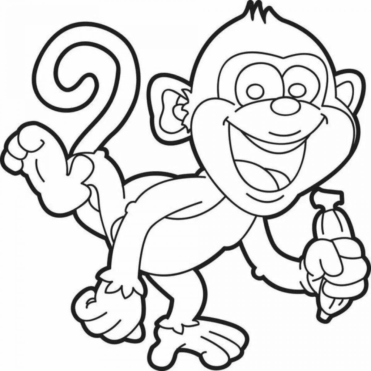 Charming coloring monkey with banana