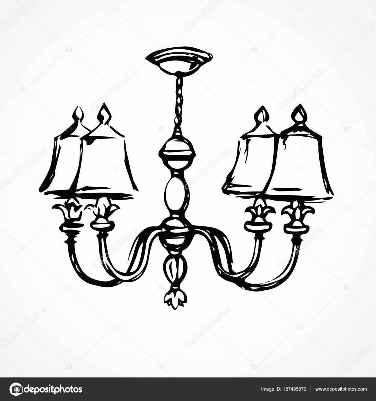 Chandelier majestic coloring page for kids