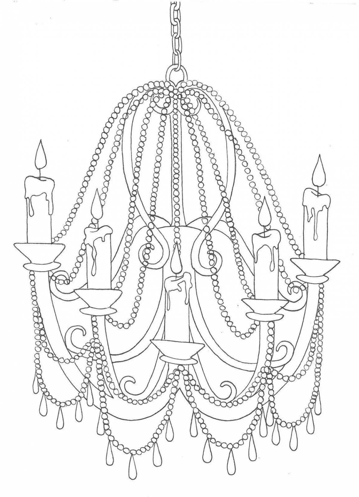 Photo Radiant coloring page chandelier for children