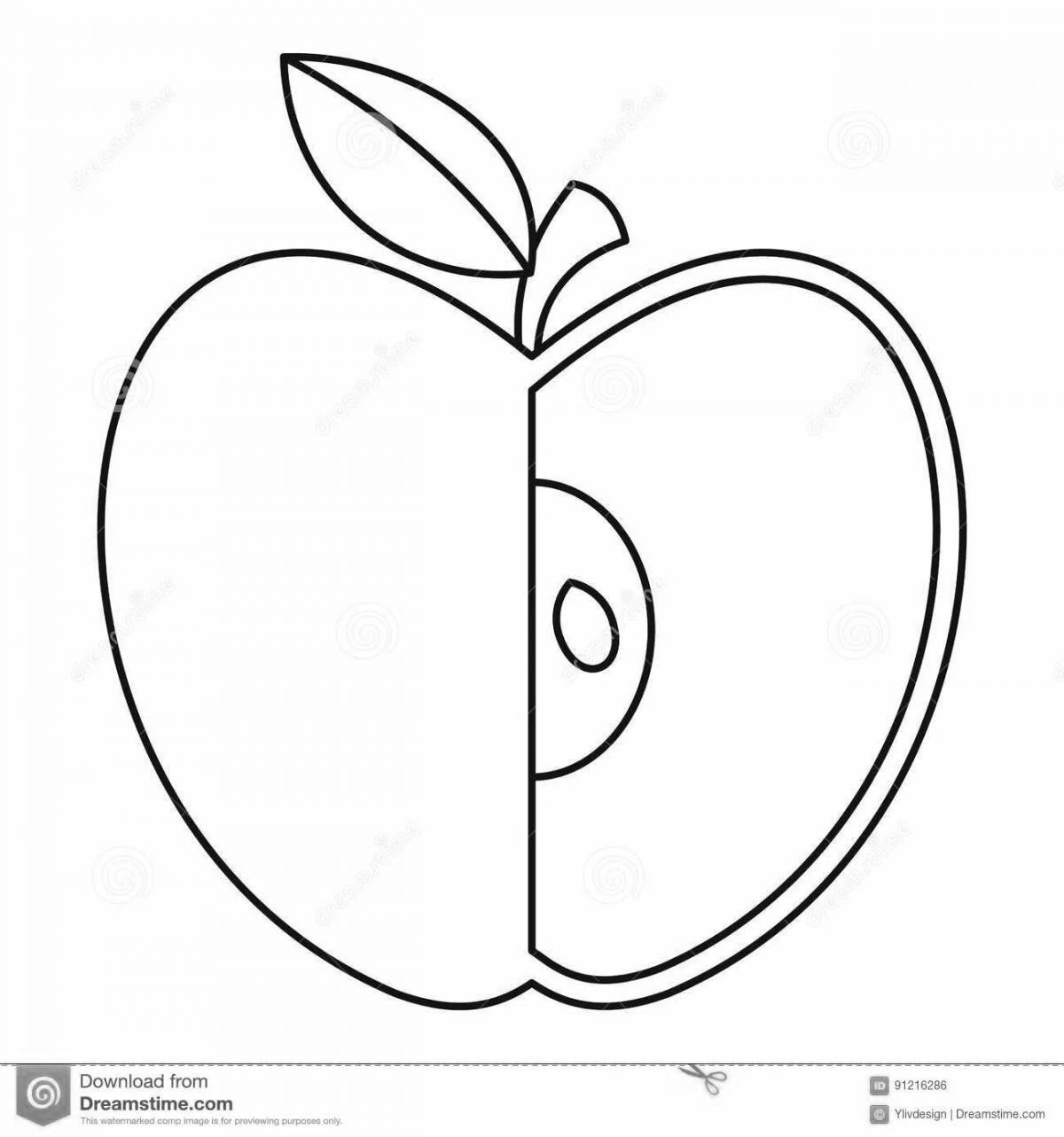 Sweet sliced ​​apple coloring page