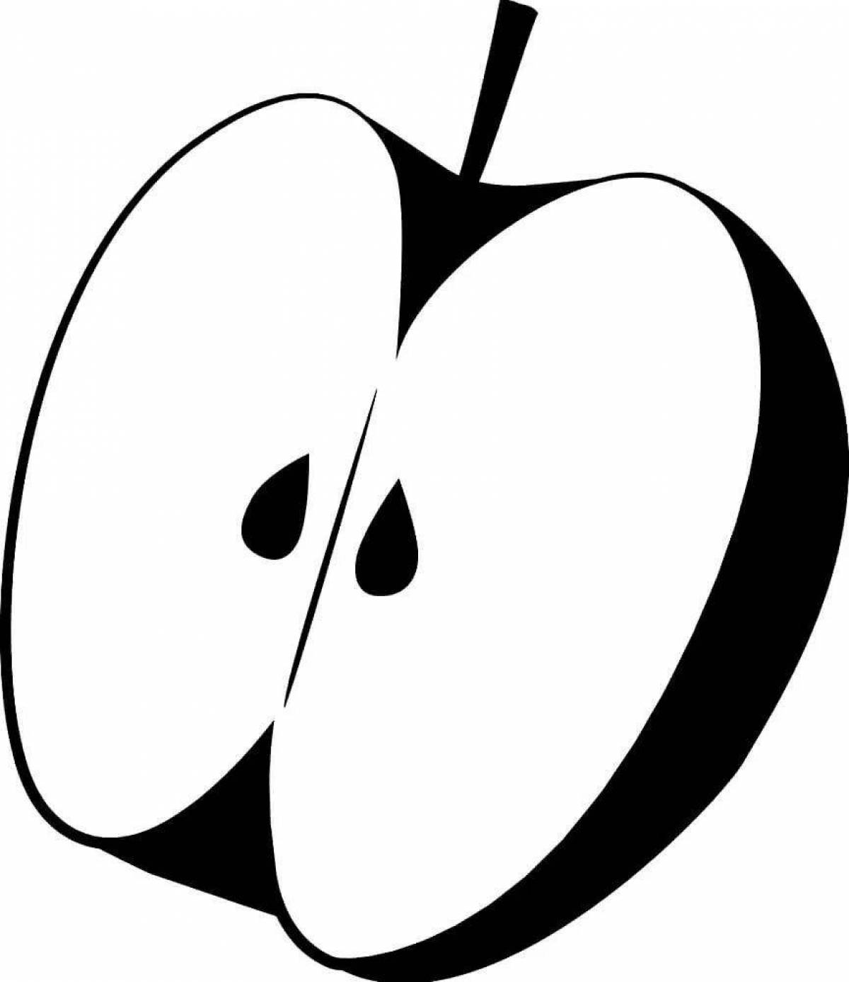 Раскраска аппетитная нарезка яблока