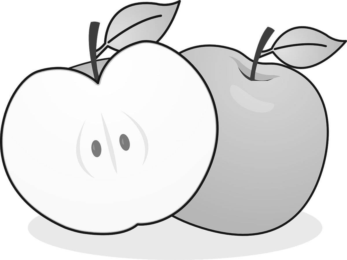 Coloring book charming cut apple