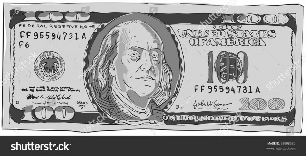 Photo Fun 100 dollar bill coloring book