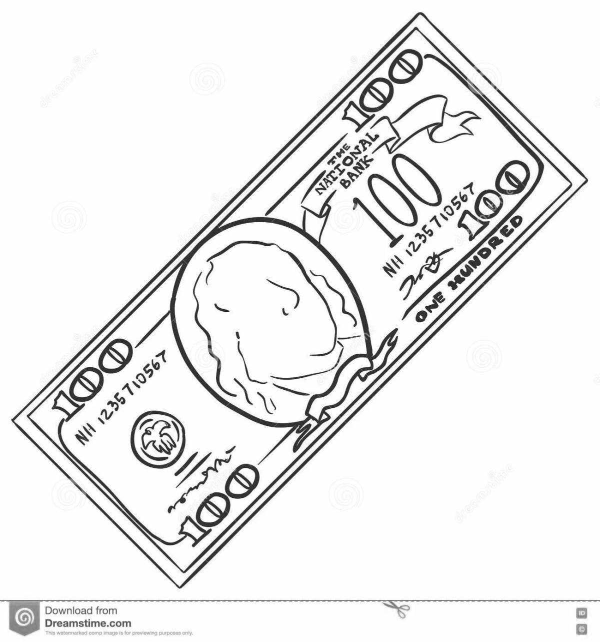 Photo Intricately colored 100 dollar bill