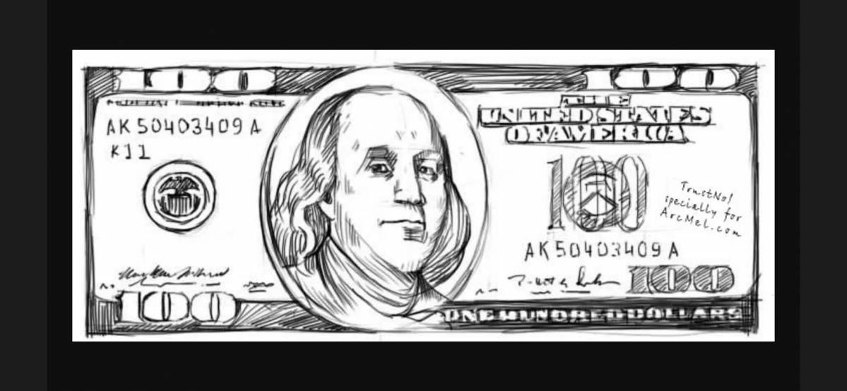 Coloring 100 dollar bill with colored splashes