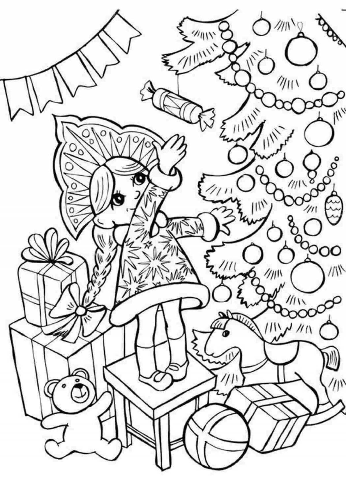 Incredible tree and snow maiden coloring book