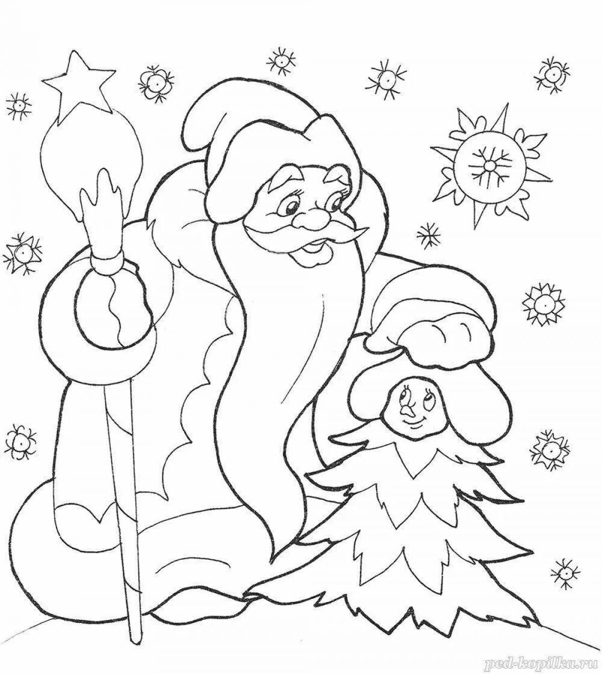 Glowing coloring tree and snow maiden