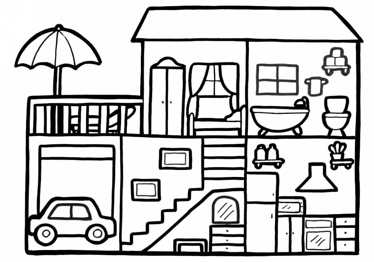 Coloring page magic house for girls