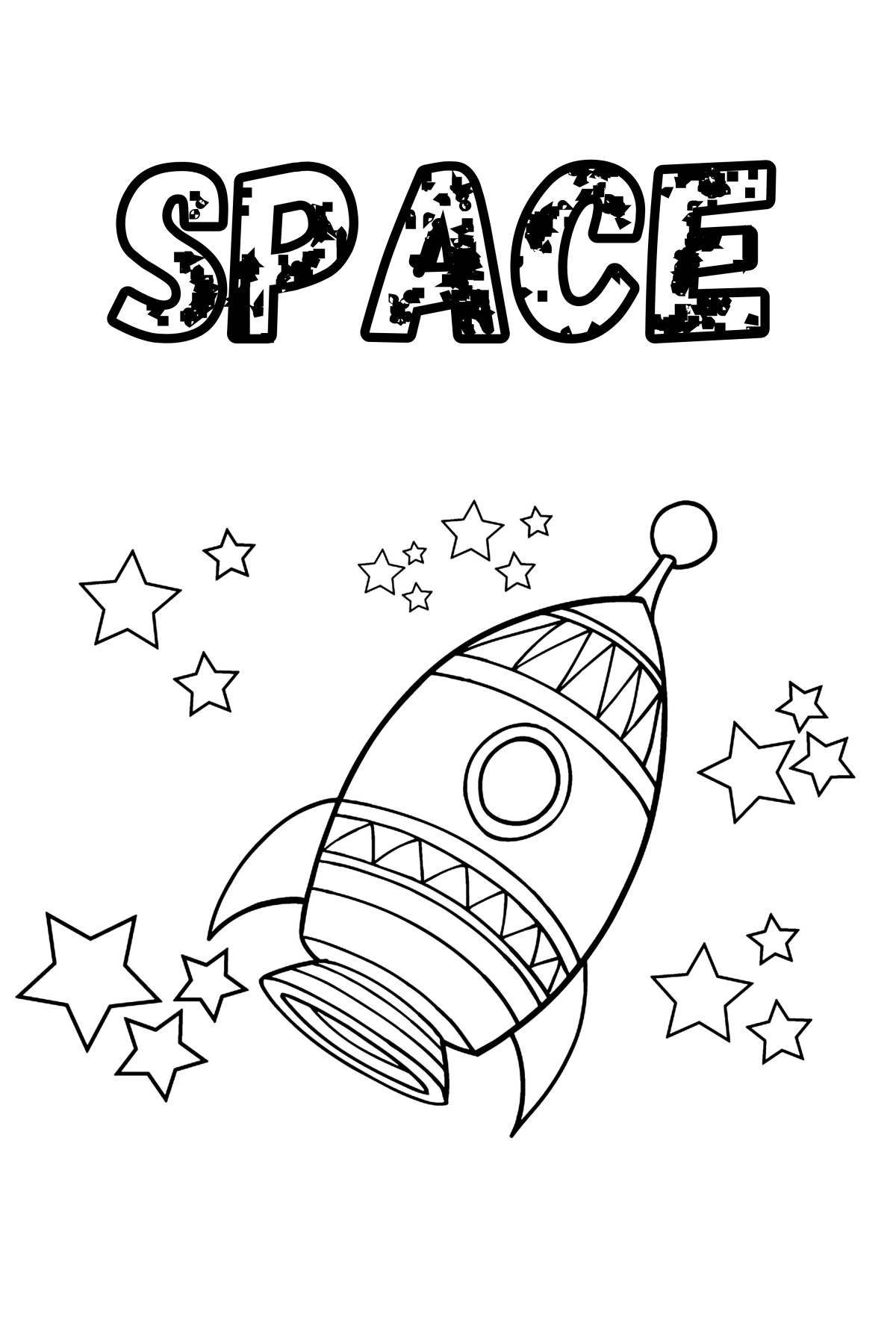 Adorable space coloring book for kids