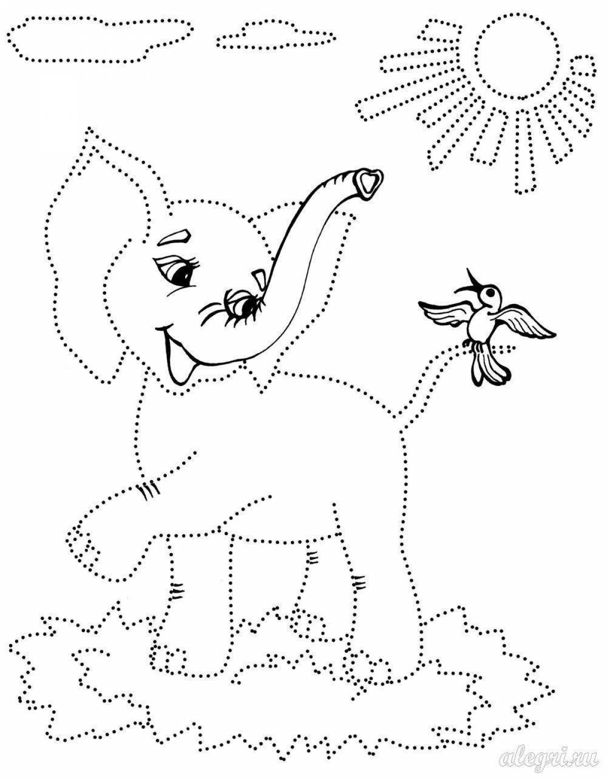 Playful dotted animal coloring page