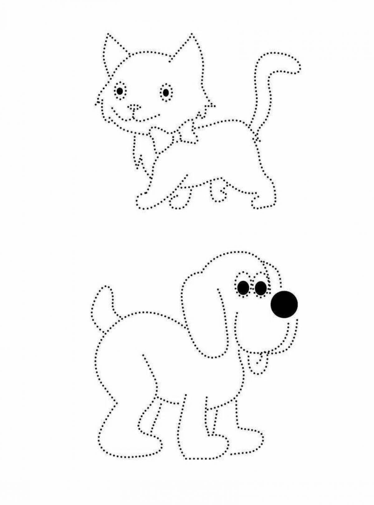 Wonderful coloring of animals in dots