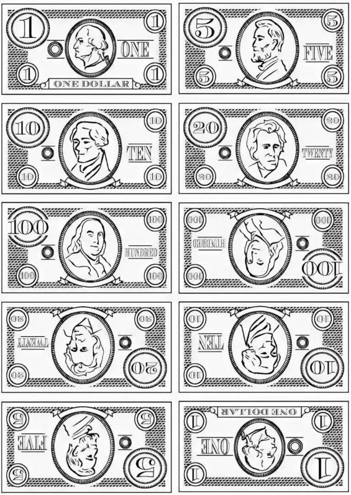 Photo Funny rubles coloring for juniors