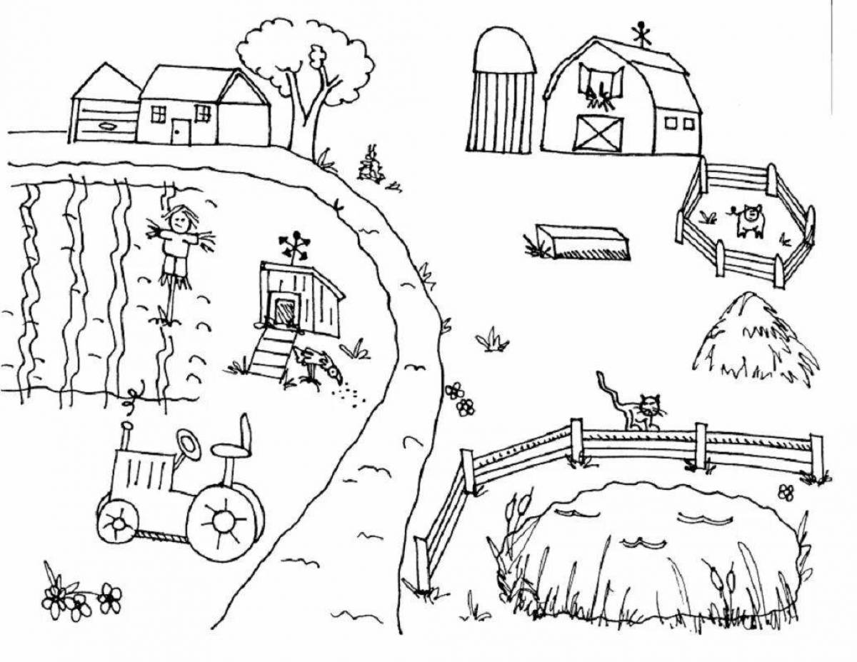 Magic village coloring page