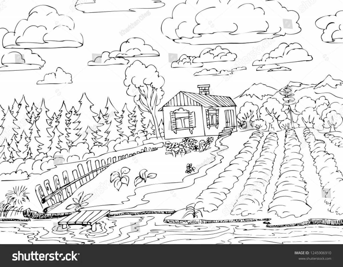 Coloring page cheerful city