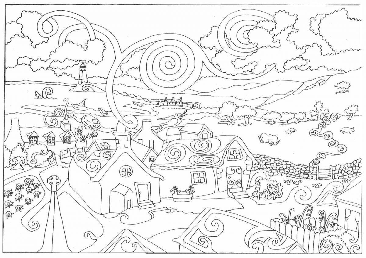 Coloring page gorgeous village