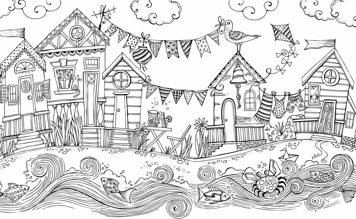 Coloring book festive city