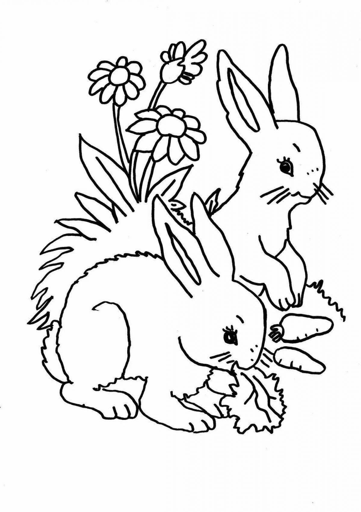 Coloring page happy rabbit for girls
