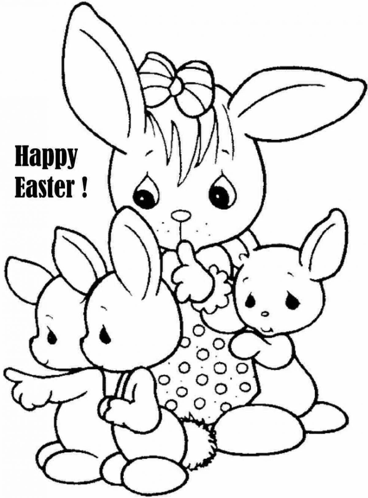 Fancy rabbit coloring page for girls