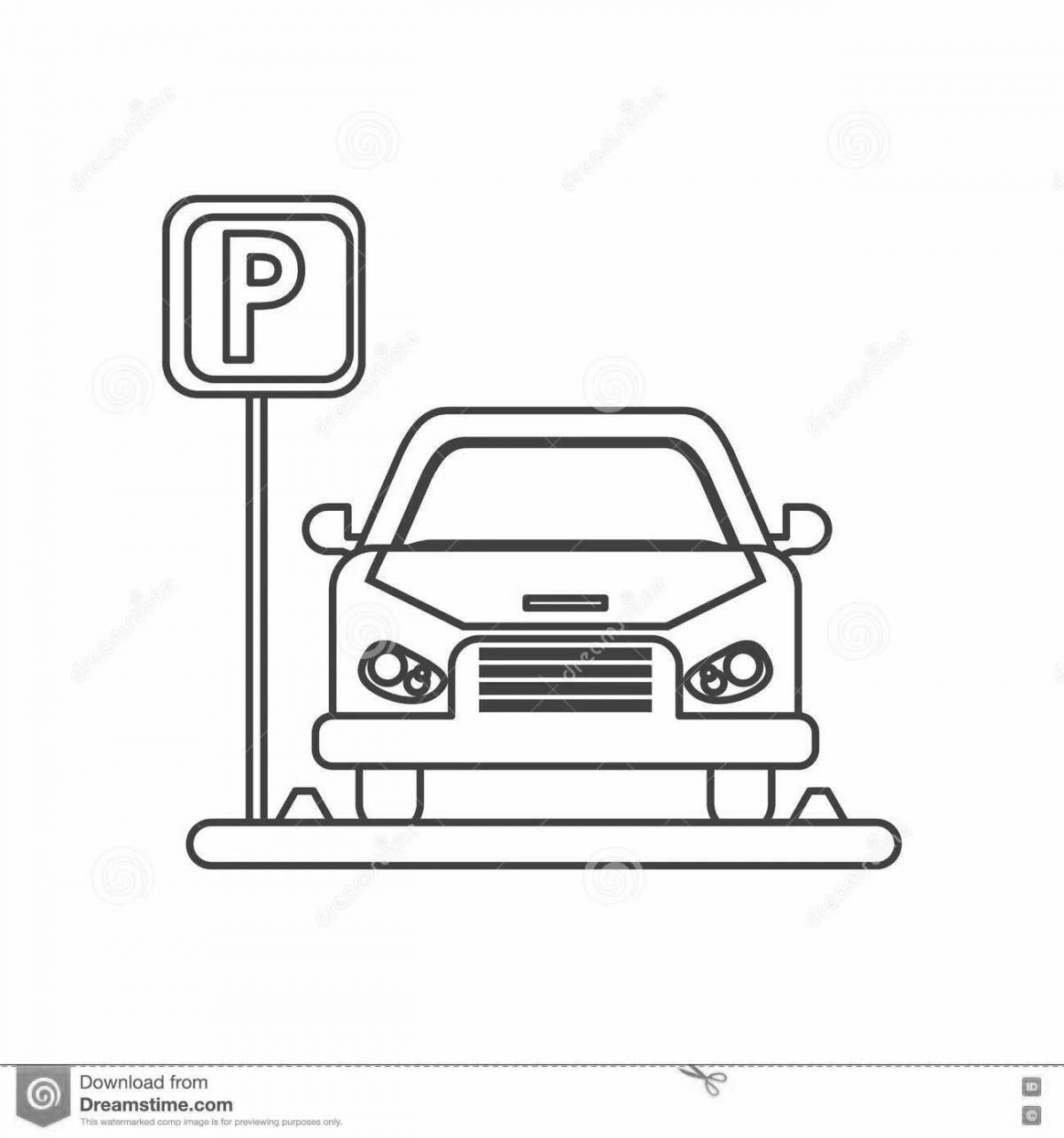 Exciting parking lot coloring page
