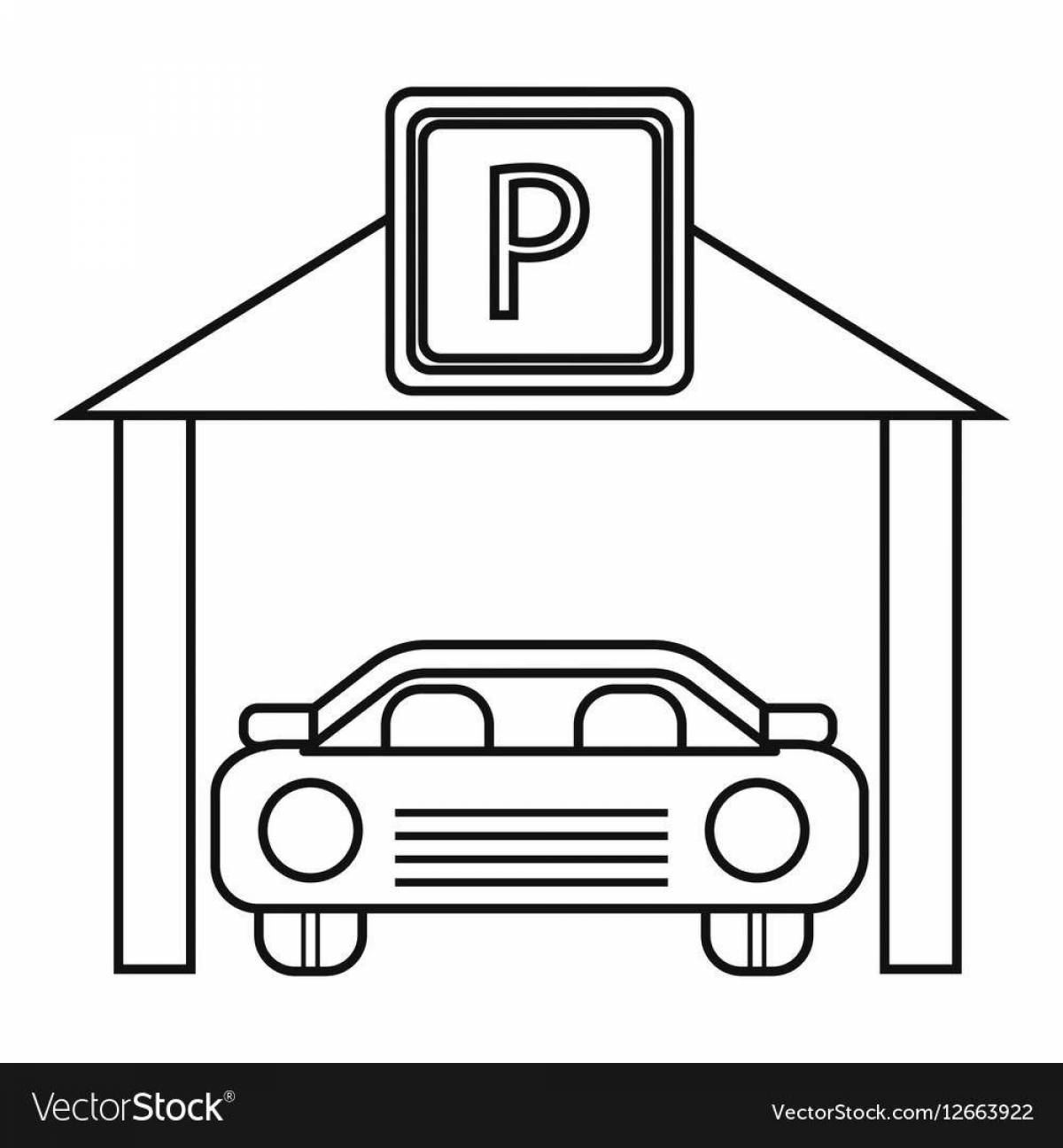 Adorable car parking coloring page
