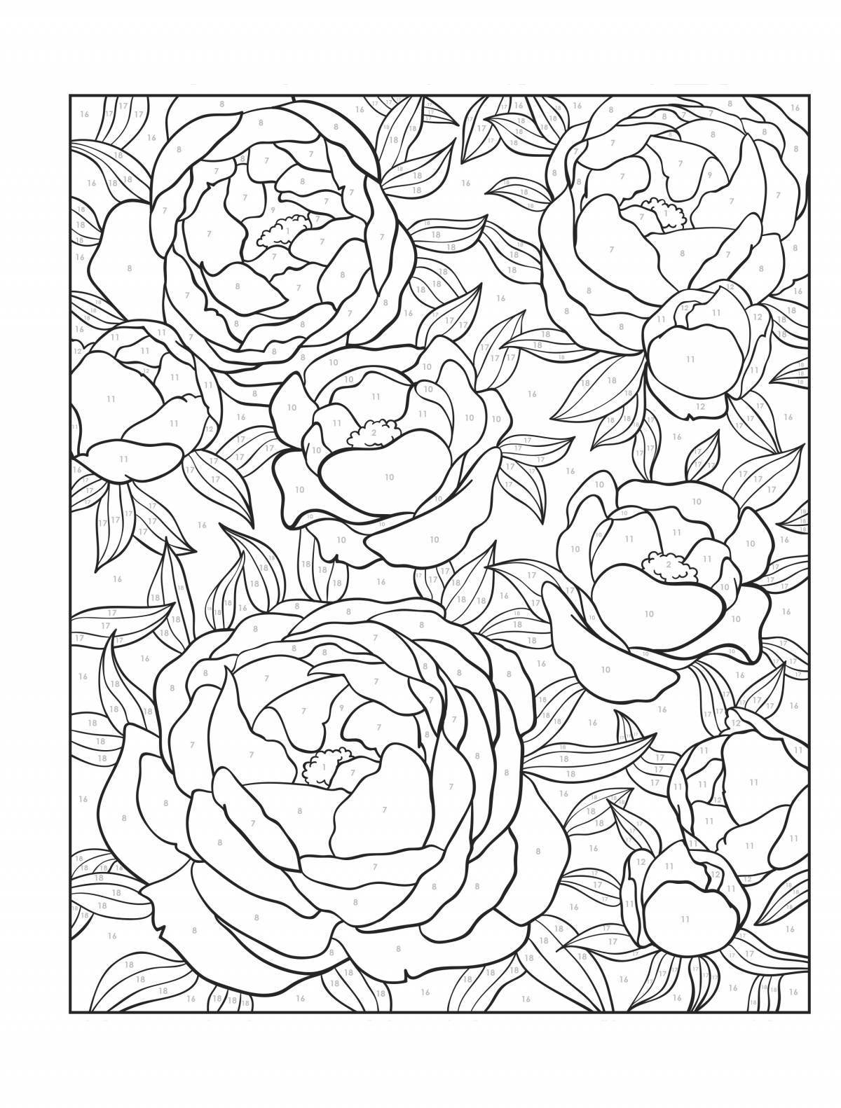 Great rose coloring by numbers